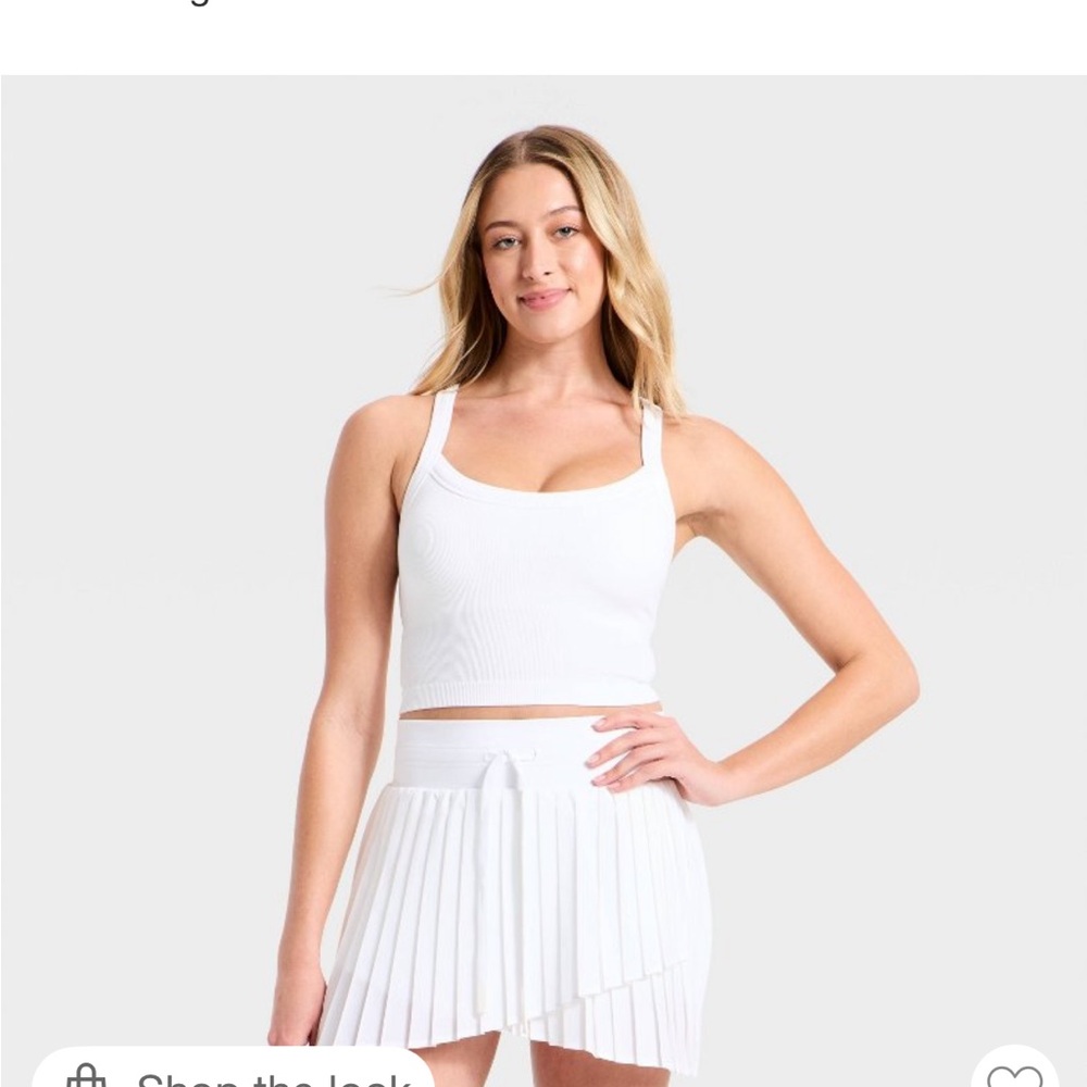White Ribbed Crop Tank Top